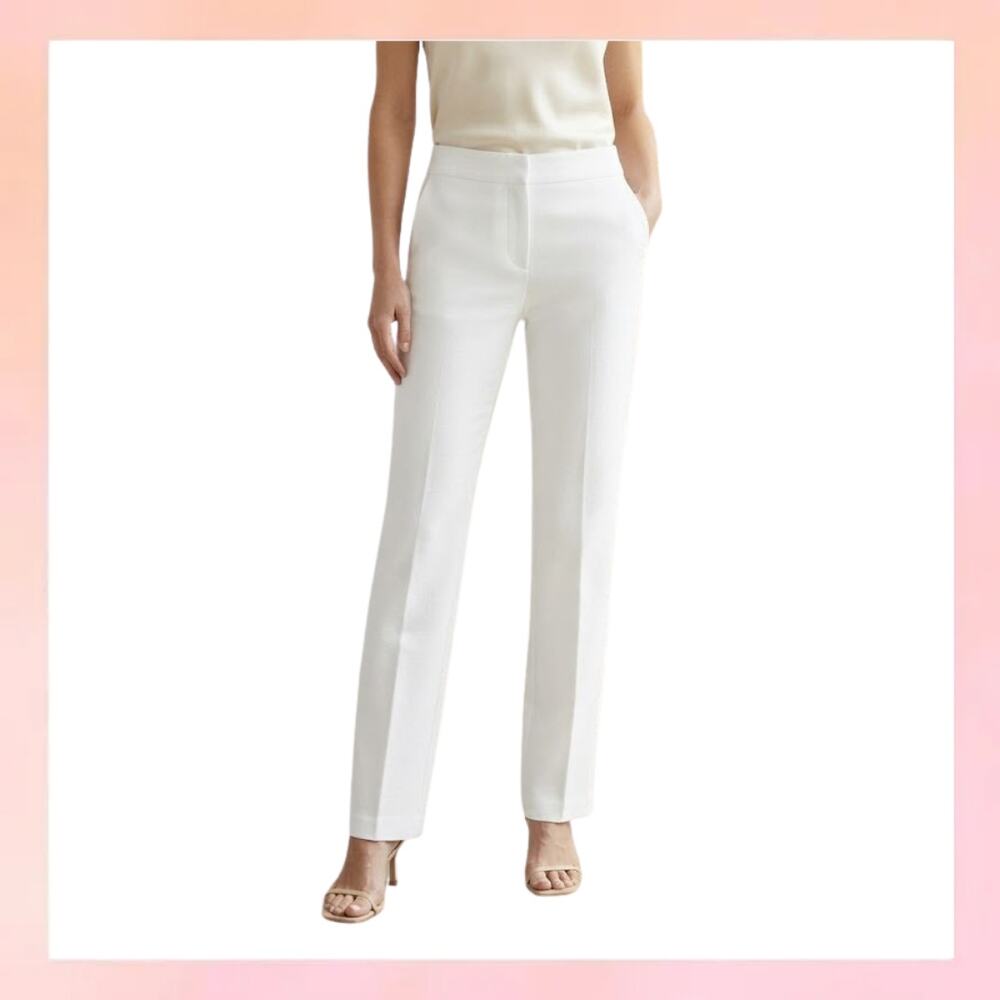 Rachel Zoe White Hi-Rise Slim Leg Tailored Pants Size 2 NWT Workwear Chic